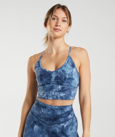 Women's Gymshark Elevate Longline Sports Bra Blue | NZ 6BHGAY